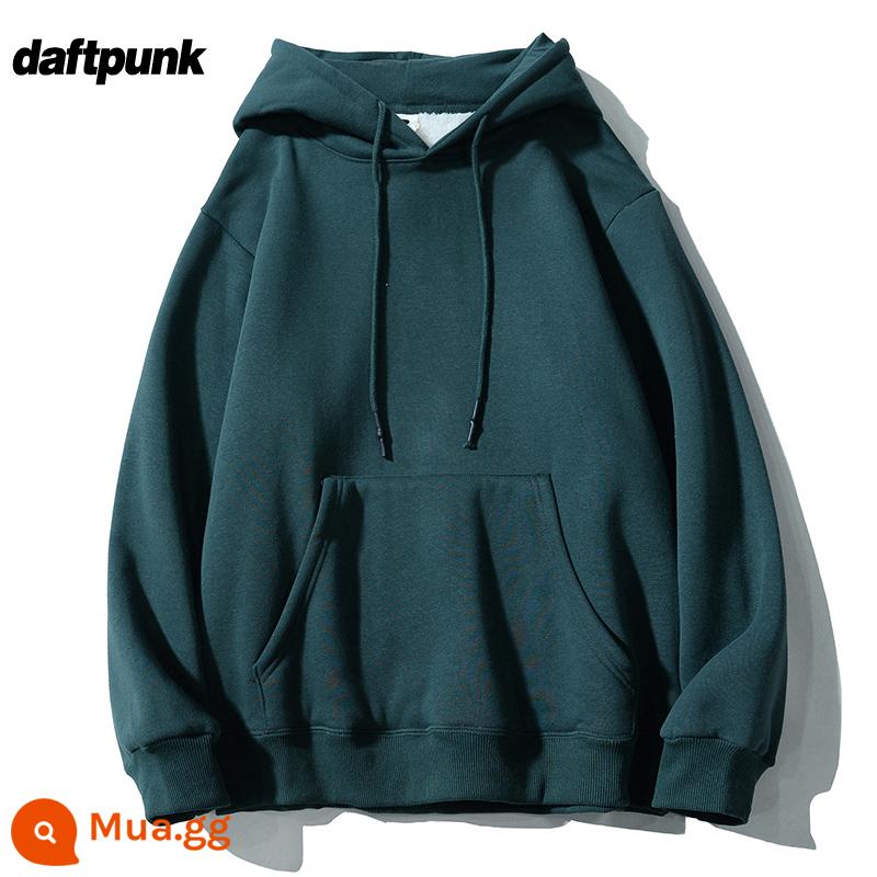 Nặng 500G Không Lông Cừu Mỹ Retro Có Mũ Nam Nữ Đồng Màu Lười Gió Cặp Đôi Áo Hoodie Plus Áo Khoác Nỉ - WY0369 rừng xanh