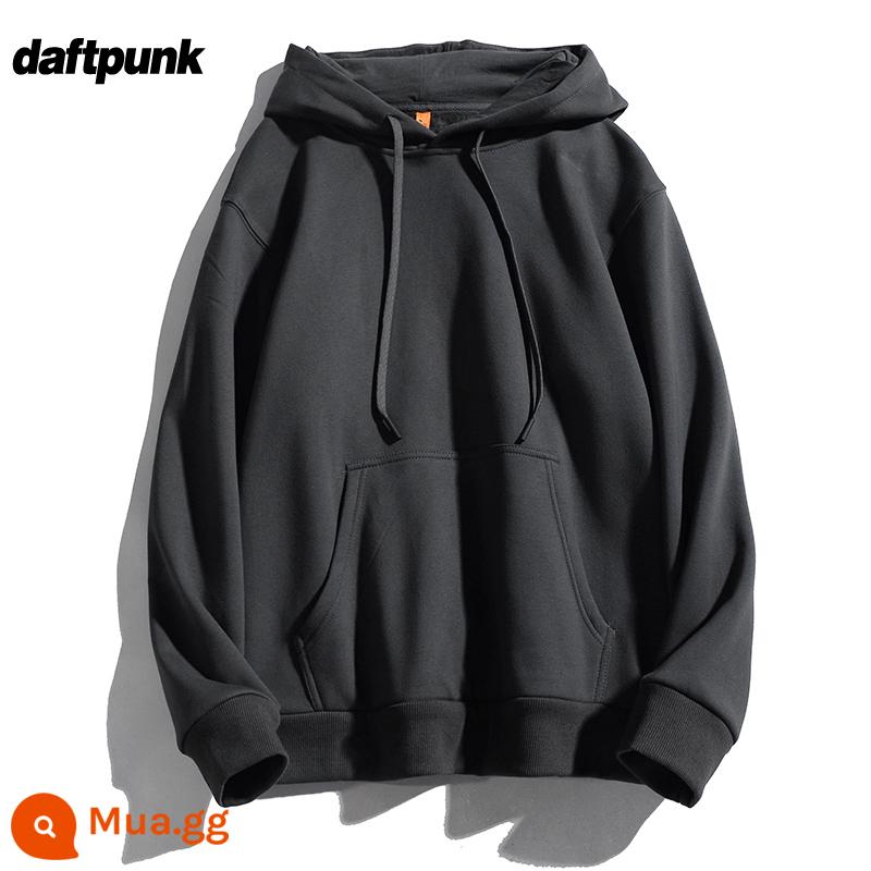 Nặng 500G Không Lông Cừu Mỹ Retro Có Mũ Nam Nữ Đồng Màu Lười Gió Cặp Đôi Áo Hoodie Plus Áo Khoác Nỉ - WYY078 cotton màu xám đậm