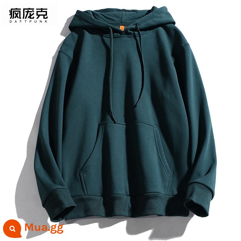 Plus Nhung Cotton Dày Dặn T Áo Hoodie Nữ Hàn Quốc Mới Rời Cổ Đại Học Gió Top Ins Màu Chui Đầu nam - WYY078 nhung xanh rừng rậm