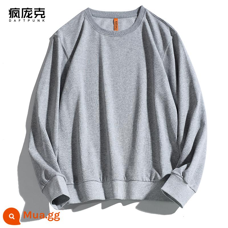 Mùa xuân và mùa thu mới hợp thời trang cotton áo len cơ bản không có mũ của phụ nữ quần áo lớp bên trong dài tay áo khoác nam và nữ áo chui đầu cặp đôi - 111 bông hoa màu xám