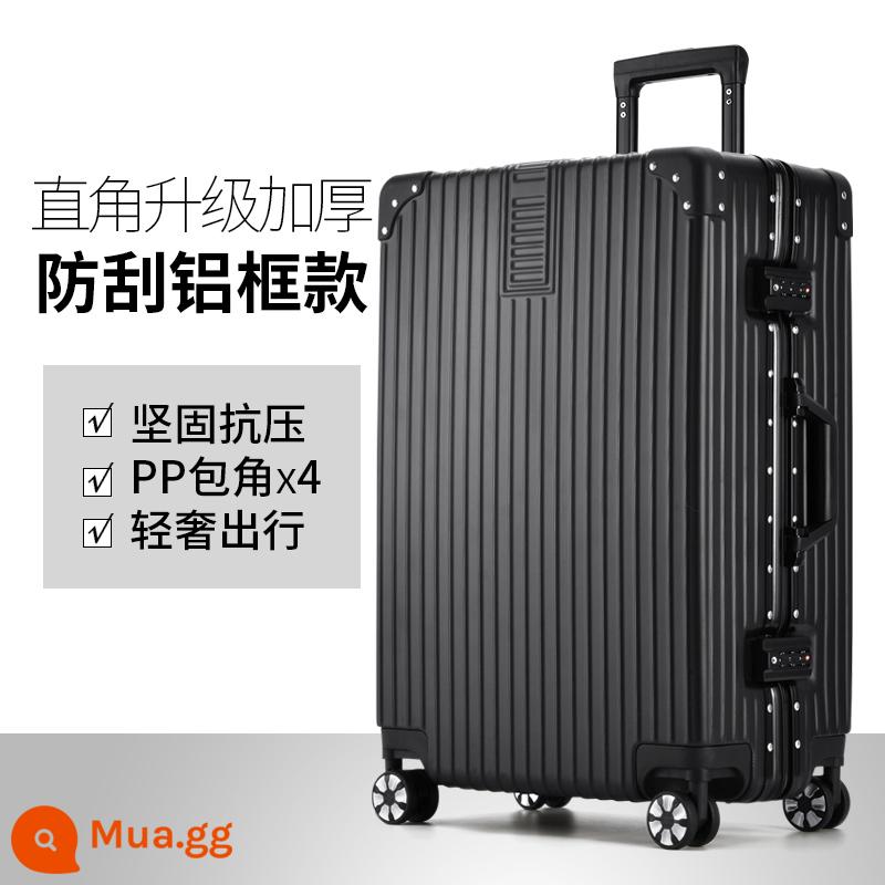 Vỏ xe đẩy bánh xe đa năng vali vali nữ mạnh mẽ và bền 20 inch lên máy bay nam mật khẩu bao da dung tích lớn - Khung nhôm dày chống xước được nâng cấp góc phải-màu đen quý phái