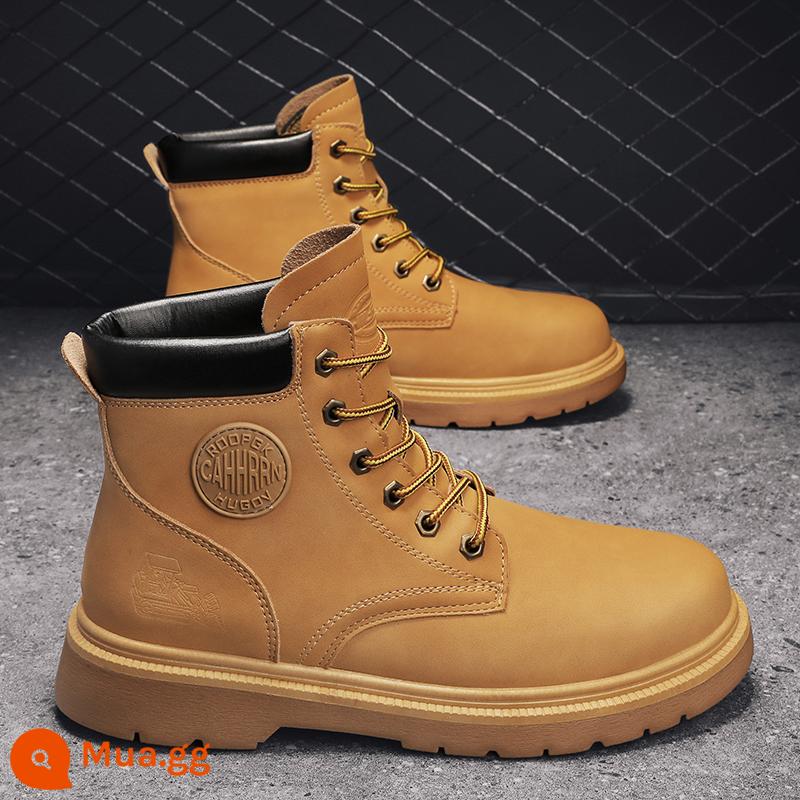 Boots Boots Big Yellow Men's Winter Leath - Màu vàng (phong cách giản dị)