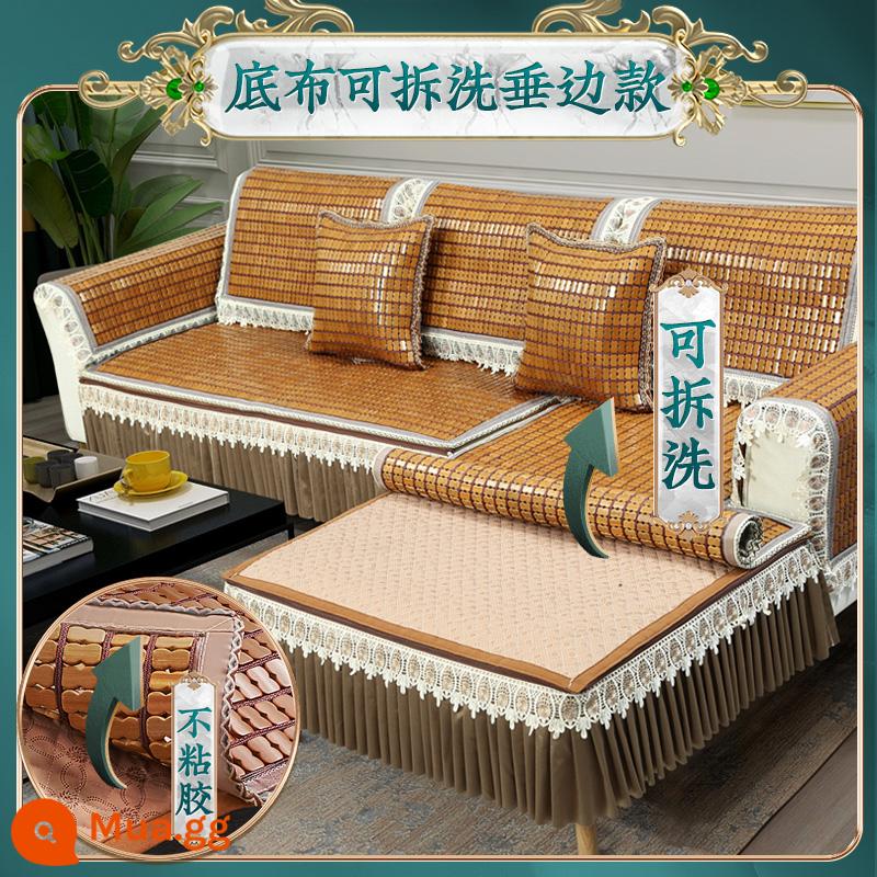 Mạt Chược Thảm Sofa Đệm Phòng Khách Mùa Hè Đệm Tre Thoáng Mát Thảm Gỗ Chắc Chắn Thảm Tre Phong Cách Châu Âu Băng Lụa Chống Trơn Trượt - Có thể tháo rời và giặt được - kiểu cạnh treo hòa tan trong nước