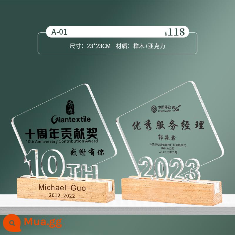 Cúp gỗ nguyên khối tùy chỉnh làm bằng pha lê sáng tạo nghỉ hưu quà lưu niệm nhân viên xuất sắc huy chương cuộc họp thường niên đặt làm theo yêu cầu - [Sản phẩm mới đột phá] NO.11 Style-118 Yuan