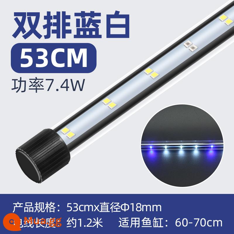 Bể Cá Đèn LED Chống Thấm Nước Ba Màu Đổi Màu Toàn Quang Phổ Sáng Ánh Sáng Nhỏ Chiếu Sáng Bể Cá Ánh Sáng Đánh Giá Cá Ánh Sáng Mút - T4 xanh trắng 53cm phù hợp cho bể 60-70cm