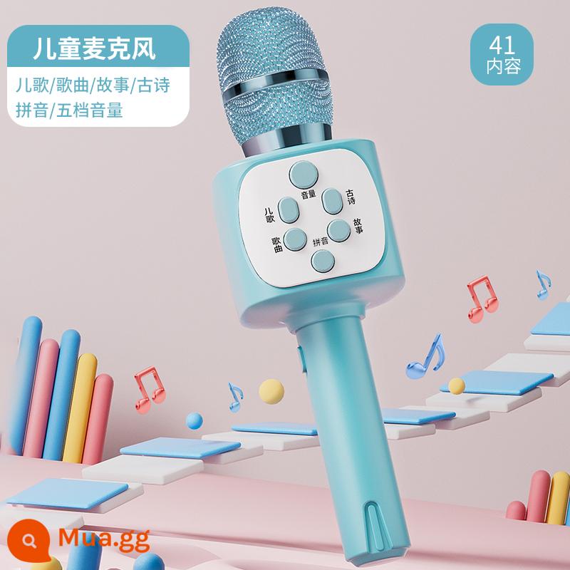 Micro nhỏ dành cho trẻ em âm thanh tích hợp micro cho bé máy hát karaoke echo đồ chơi bluetooth không dây bé gái - Phiên bản thường màu xanh [Ca hát-Giáo dục sớm-Sạc]