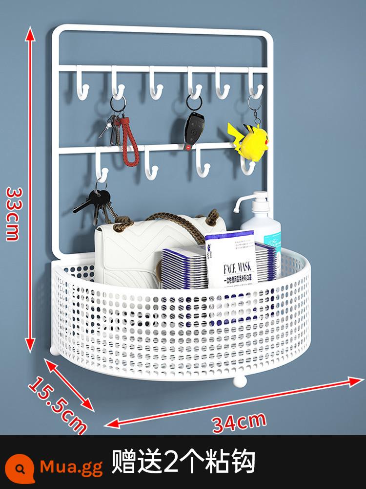 Lối vào chìa khóa lưu trữ đồ trang trí nhà vào cửa treo chìa khóa đặt mặt nạ tủ giày tường giá treo máy tính để bàn hộp lưu trữ - Hình bán nguyệt lớn màu trắng (cho cả mục đích treo mặt bàn và treo tường)