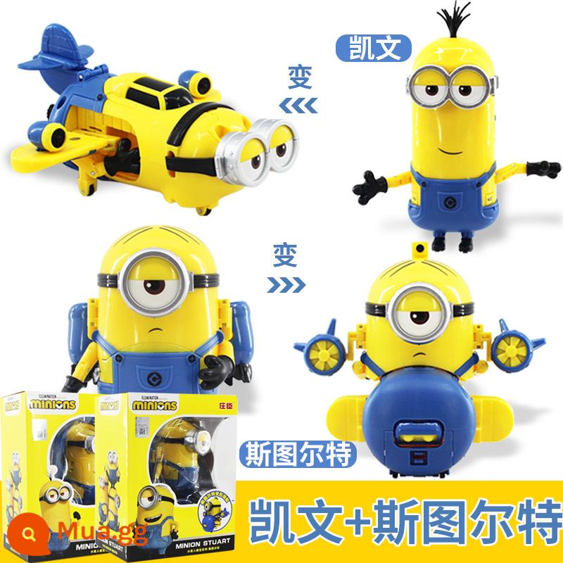 Minion Trộm Bố Đồ Chơi Robot Biến Hình Vừa Vặn Búp Bê Đầu Máy Dễ Thương Bob Kevin Bộ Trẻ Em - Đã lưu $12]Kevin + Stewart