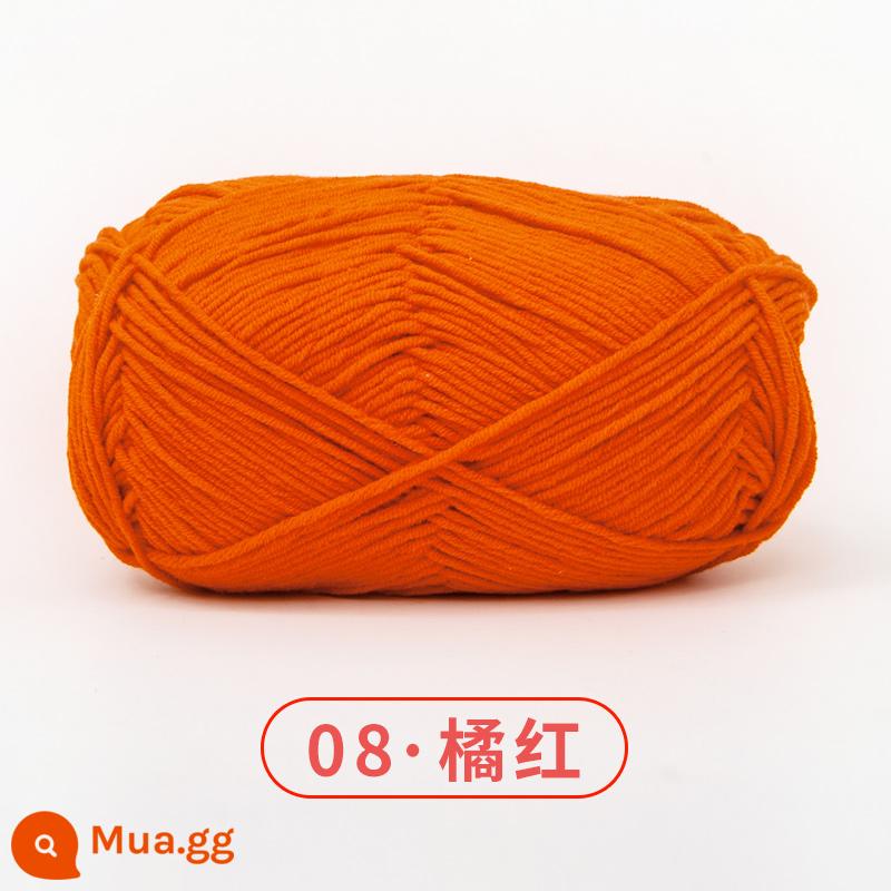 Xuefeier 5 sợi bông sữa búp bê dễ thương 5 sợi cotton chải kỹ sợi sỉ dệt tay tự làm mũ kẹp tóc - 08 màu đỏ cam