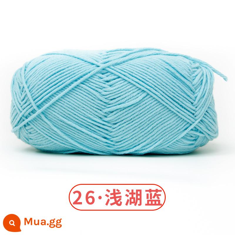 Xuefeier 5 sợi bông sữa búp bê dễ thương 5 sợi cotton chải kỹ sợi sỉ dệt tay tự làm mũ kẹp tóc - 26 hồ xanh nhạt