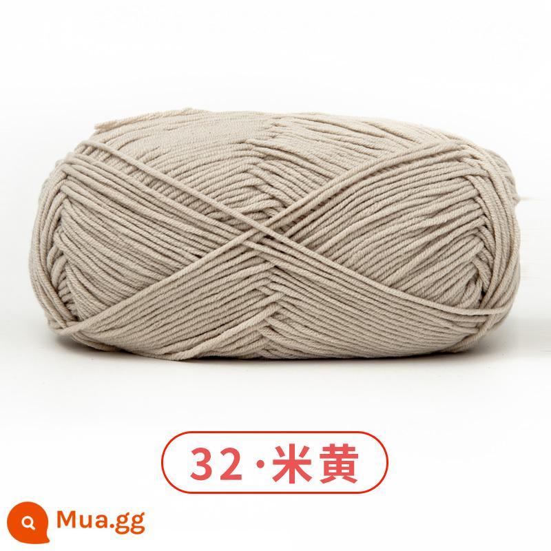 Xuefeier 5 sợi bông sữa búp bê dễ thương 5 sợi cotton chải kỹ sợi sỉ dệt tay tự làm mũ kẹp tóc - 32 màu be