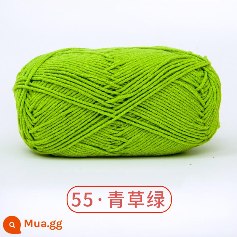 Xuefeier 5 sợi bông sữa búp bê dễ thương 5 sợi cotton chải kỹ sợi sỉ dệt tay tự làm mũ kẹp tóc - 55 thảm cỏ xanh