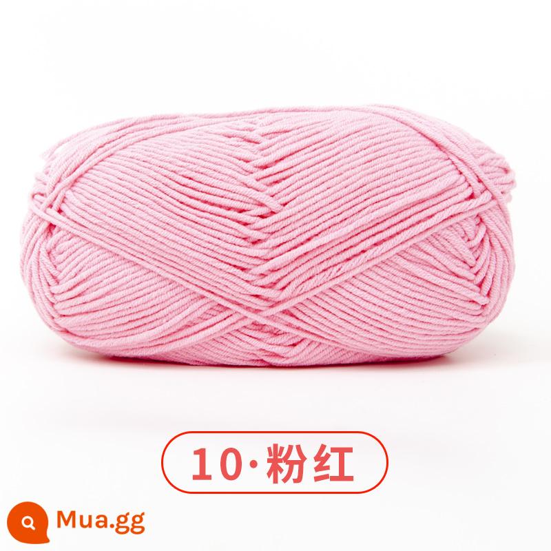 Xuefeier 5 sợi bông sữa búp bê dễ thương 5 sợi cotton chải kỹ sợi sỉ dệt tay tự làm mũ kẹp tóc - 10 màu hồng