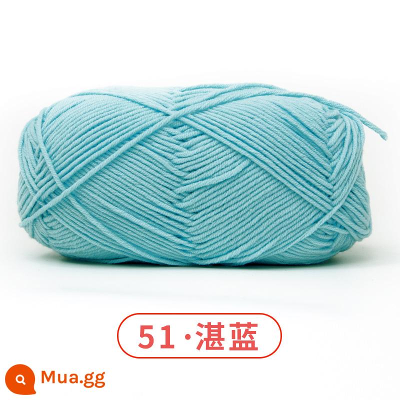 Xuefeier 5 sợi bông sữa búp bê dễ thương 5 sợi cotton chải kỹ sợi sỉ dệt tay tự làm mũ kẹp tóc - 51 xanh