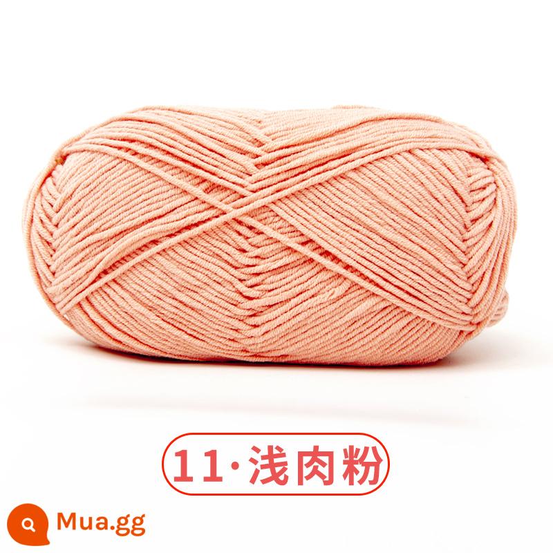 Xuefeier 5 sợi bông sữa búp bê dễ thương 5 sợi cotton chải kỹ sợi sỉ dệt tay tự làm mũ kẹp tóc - 11 bột thịt nhẹ