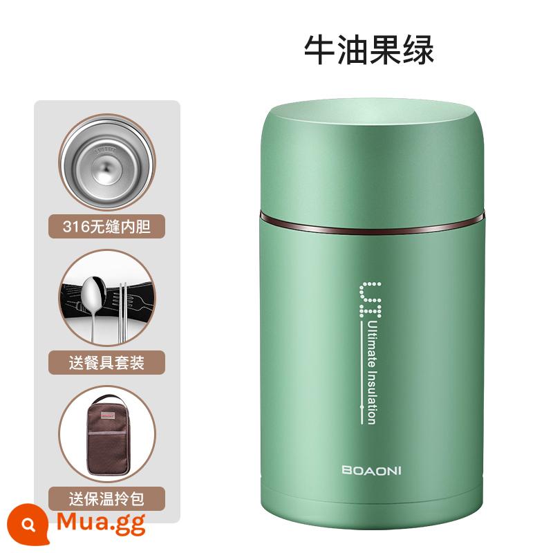 Boli Ni Cup Th thể thao Boli Ni Lar - Lớp lót liền mạch bằng thép không gỉ 316 [màu xanh đậu nhạt] 800ml + túi + bộ đồ ăn + công thức