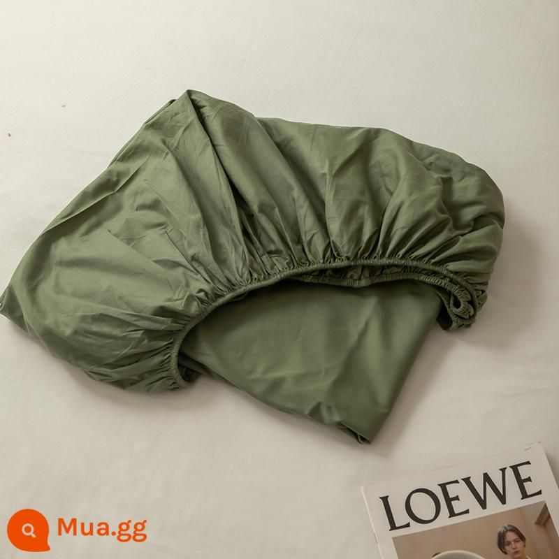 Ins đồng màu tấm trang bị đơn mảnh 100 cotton nguyên chất đậu bông ga trải giường chống bụi Simmons tấm bảo vệ nệm bộ ba món - quân đội xanh