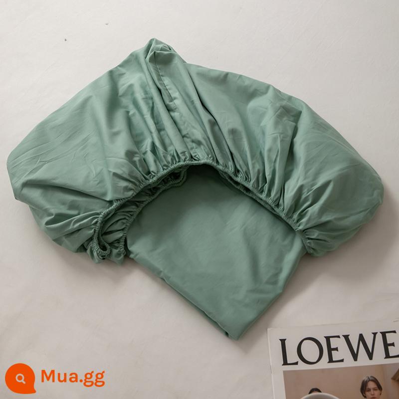 Ins đồng màu tấm trang bị đơn mảnh 100 cotton nguyên chất đậu bông ga trải giường chống bụi Simmons tấm bảo vệ nệm bộ ba món - đậu xanh