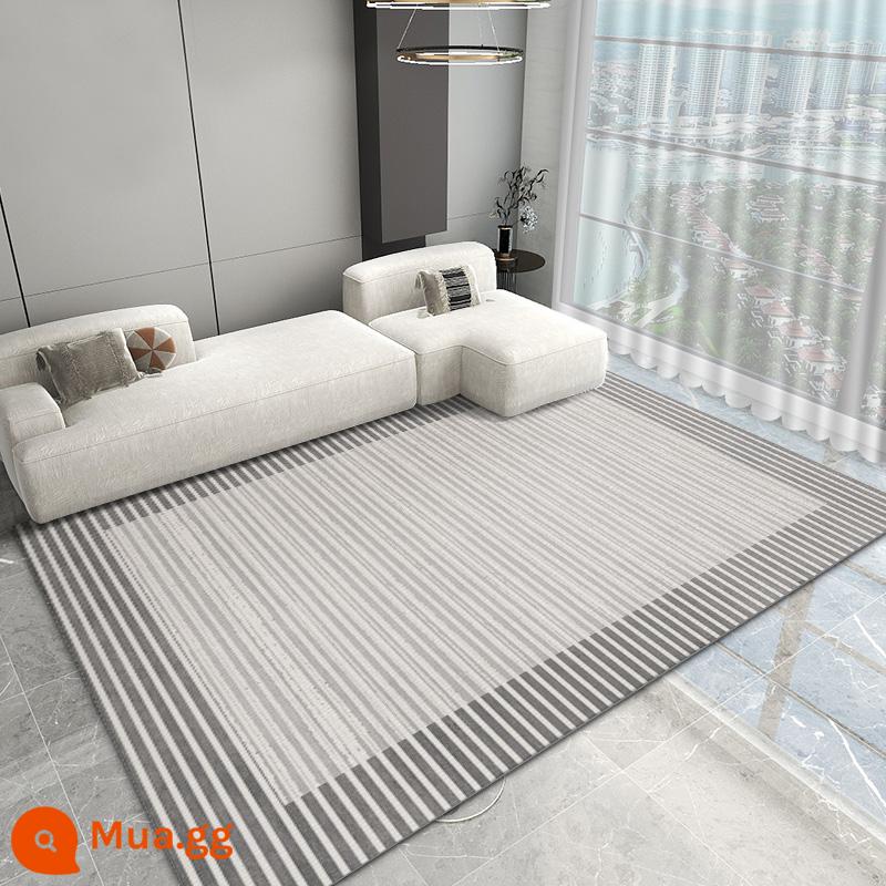 Ánh Sáng Sang Trọng Cao Cấp Màu Xám Trừu Tượng Thảm Ghế Sofa Phòng Khách Bàn Chăn Nhà Sàn Lớn Mùa Đông Dày Chăn Thảm - Sọc Xám-1D