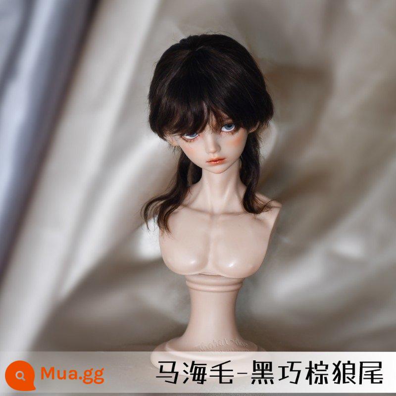 BJD Mahai Mao Wolf Tail Black Tóc giả bộ tóc giả trẻ em Wig Chú SD Wig White Malaysia - Màu nâu đen (nâu đậm)