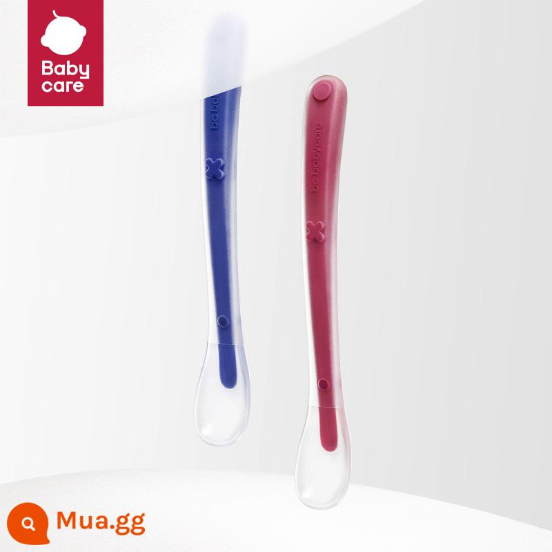 Babycare Muỗng Silicone Mềm Sơ Sinh Cho Bé Ăn Thìa Nước Bộ Đồ Ăn Trẻ Em Ăn Thức Ăn Không Chủ Yếu Bát Thìa - [Bộ hai chiếc] Thìa mềm silicon (hồng + xanh)