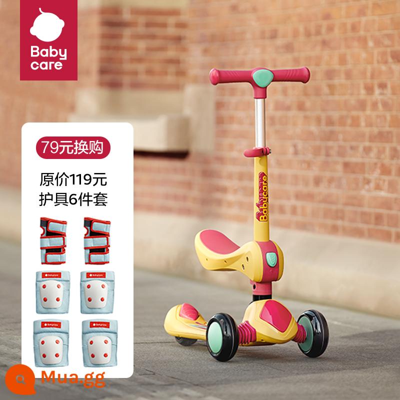 xe scooter trẻ em babycare 1-3-6-12 tuổi xe scooter trẻ lớn có thể ngồi đi xe trơn trượt và cân bằng - [Trao đổi giá trị lớn cho xe tay ga 2 trong 1] Flagship 2 trong 1 Locke Yellow + Đồ bảo hộ