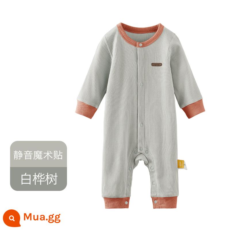 Babycare bé áo liền quần quần áo sơ sinh mùa thu đông đáy áo liền quần bé trai bò quần áo nữ quần áo trẻ em - Birch WB2209002 (Khóa dán im lặng)