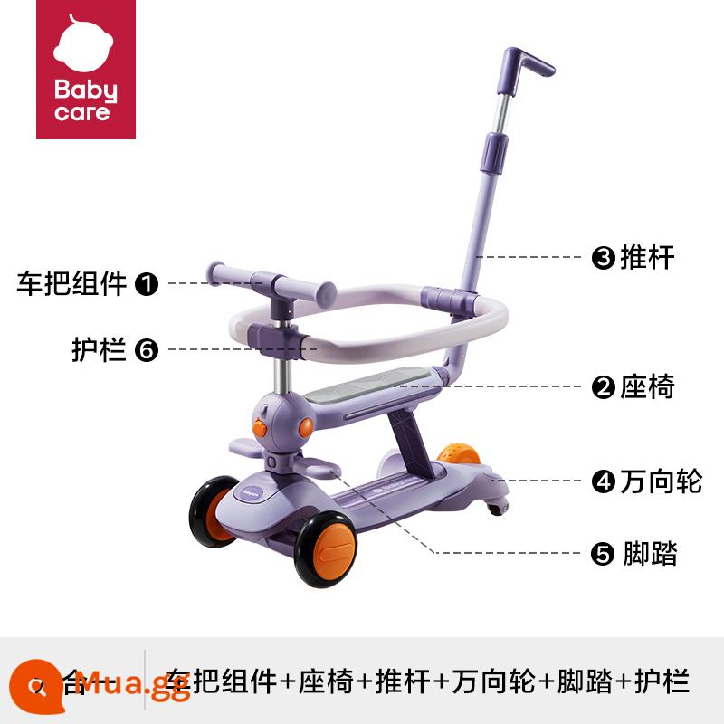 Babycare 6 trong 1 xe trượt scooter trẻ em từ 1 đến 3 đến 6 tuổi xe ô tô cân bằng đa năng cầu trượt cho bé - [Mẫu đa năng sáu trong một] Locke Purple