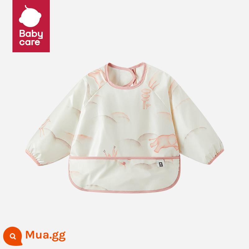 Babycare bé ăn áo choàng hiện vật yếm ăn trẻ em yếm tranh chống mài mòn quần áo tạp dề chống thấm nước chống bẩn - Hươu bay Lapuna [kiểu tay áo dài]