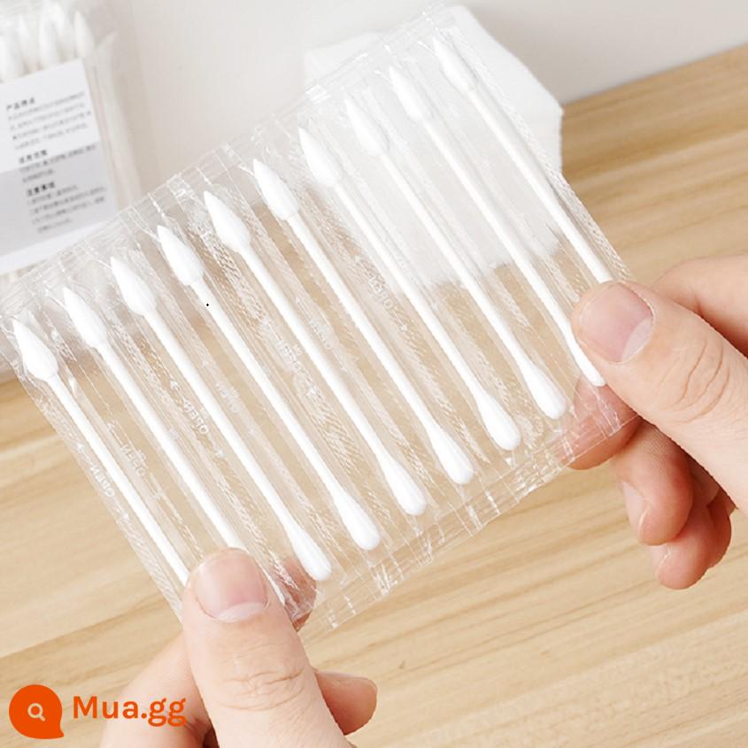 Thanh gỗ cotton stick 2 đầu dùng một lần bông vệ sinh cho bé stick đầu nhỏ tai bông tẩy trang cotton stick đặc biệt - 10 đầu tròn + tăm bông nhọn