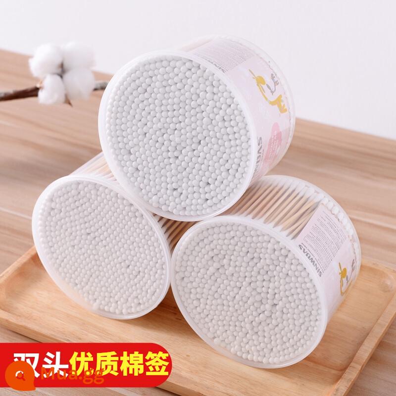 Thanh gỗ cotton stick 2 đầu dùng một lần bông vệ sinh cho bé stick đầu nhỏ tai bông tẩy trang cotton stick đặc biệt - 500 miếng 1 lon // đầu tròn + đầu vít