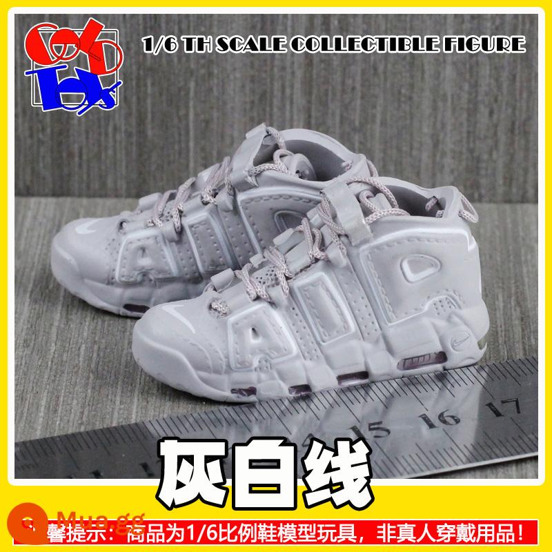 Hợp thời trang Handmade Sneakers Model Stereo Model Mini Shoes Pippen Series Trang trí quà tặng [Mẫu Zhongshan] - Sợi màu xám và trắng [một cặp] có hộp trong suốt