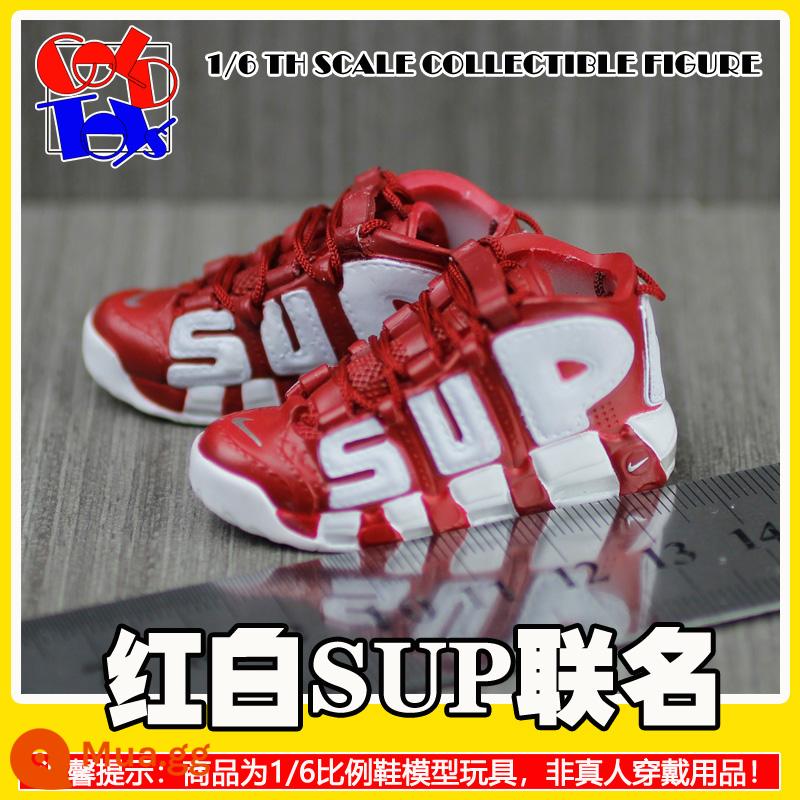 Hợp thời trang Handmade Sneakers Model Stereo Model Mini Shoes Pippen Series Trang trí quà tặng [Mẫu Zhongshan] - Khớp SUP đỏ và trắng [một cặp]