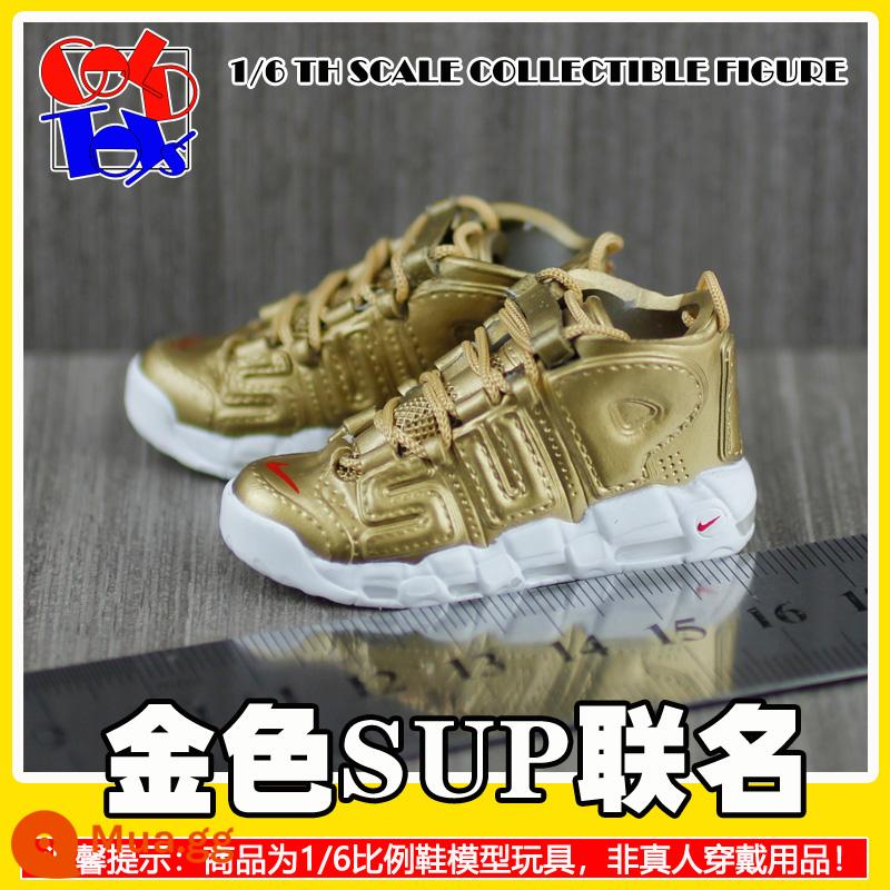 Hợp thời trang Handmade Sneakers Model Stereo Model Mini Shoes Pippen Series Trang trí quà tặng [Mẫu Zhongshan] - Hợp tác SUP vàng [một cặp]