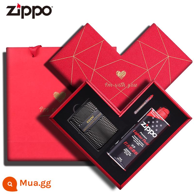 Zippo chính hãng bật lửa quý ông thương hiệu kim cương cắt hoa văn kim cương phiên bản giới hạn vỏ áo giáp băng giá đen chính hãng - Thương hiệu quý ông [Hộp quà hình trái tim]