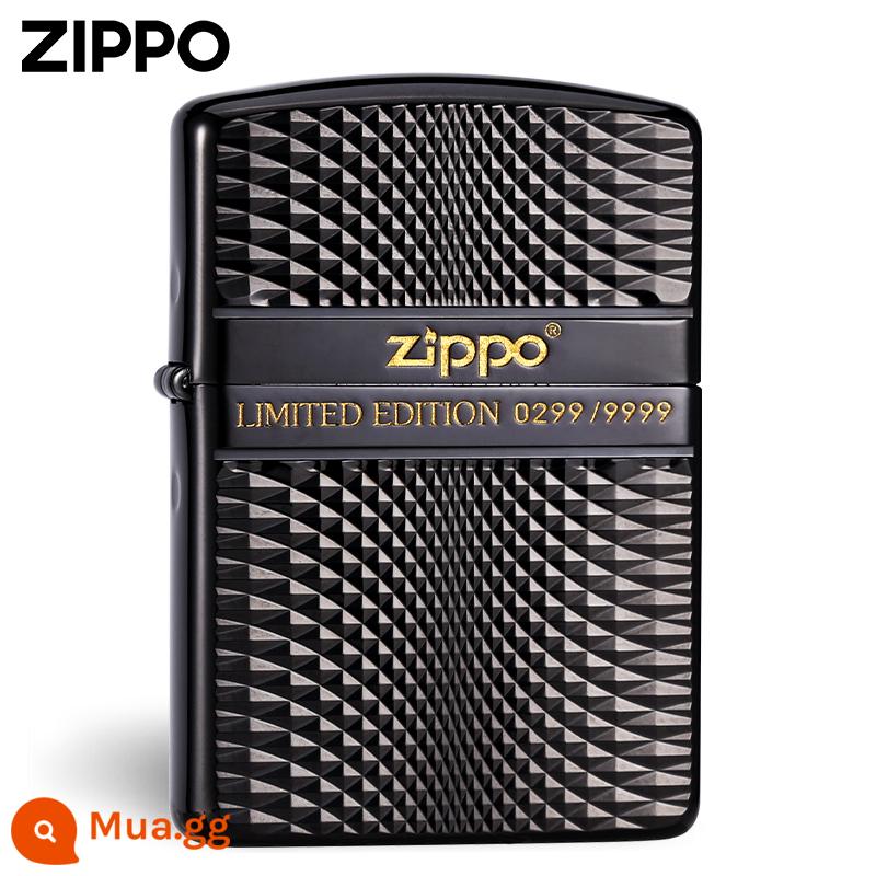 Zippo chính hãng bật lửa quý ông thương hiệu kim cương cắt hoa văn kim cương phiên bản giới hạn vỏ áo giáp băng giá đen chính hãng - Thương hiệu quý ông [máy mới không dầu]