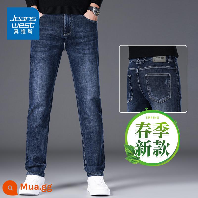 Jeanswest Mùa Thu Đông Quần Jean Nam Thẳng Mỏng Co Giãn Quần Nam Mùa Xuân 2024 Mới Dài Quần - Xanh đậm H [Phong cách mới mùa xuân]