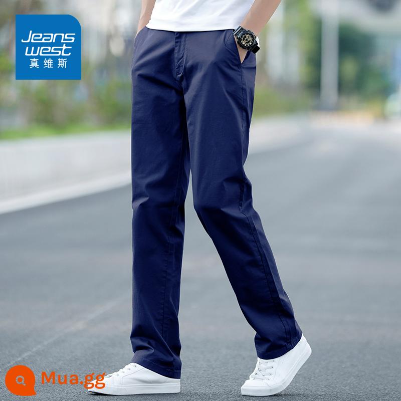 Jeanswest mùa hè mỏng phần quần âu nam ống rộng quần thẳng kích thước lớn quần nam mùa hè quần dài nam mới - Xanh hoàng gia [Phong cách mùa hè mỏng]