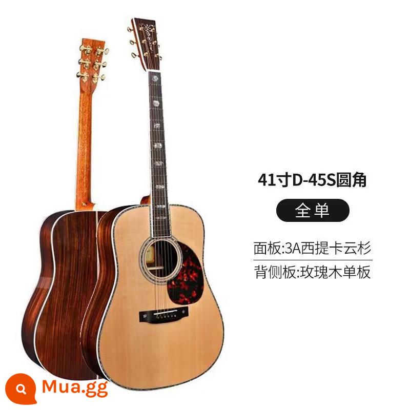 Chuyên nghiệp hơn cao cấp Watson thủ công full veneer đàn guitar veneer dân gian hộp điện đàn guitar acoustic 41 inch 40 inch fingerstyle - 41 inch D-45S màu gỗ tròn