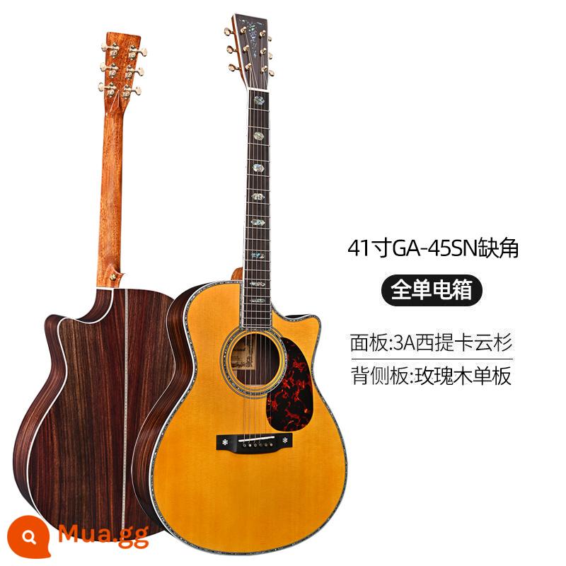 Chuyên nghiệp hơn cao cấp Watson thủ công full veneer đàn guitar veneer dân gian hộp điện đàn guitar acoustic 41 inch 40 inch fingerstyle - Hộp điện 41 inch GA-45SN notch màu retro