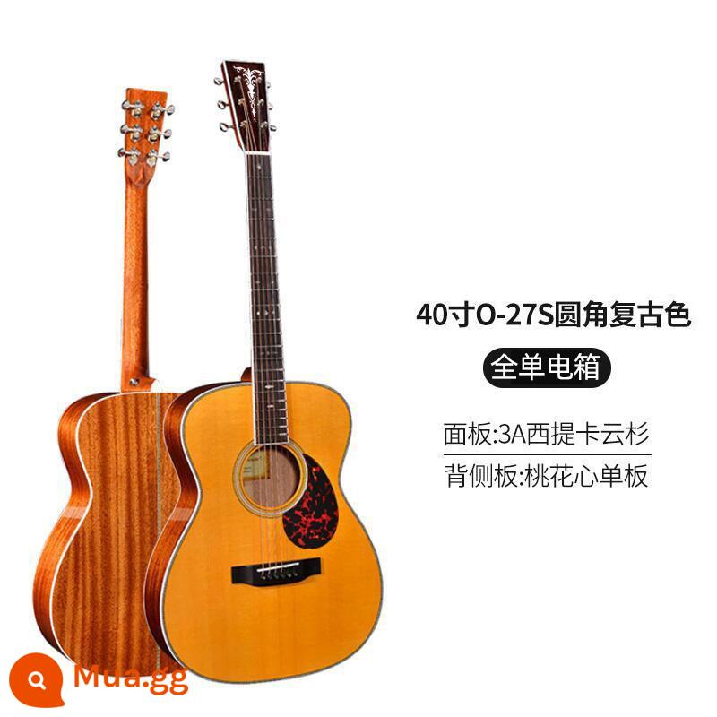 Chuyên nghiệp hơn cao cấp Watson thủ công full veneer đàn guitar veneer dân gian hộp điện đàn guitar acoustic 41 inch 40 inch fingerstyle - Hộp điện 40 inch O-27S góc tròn màu cổ điển