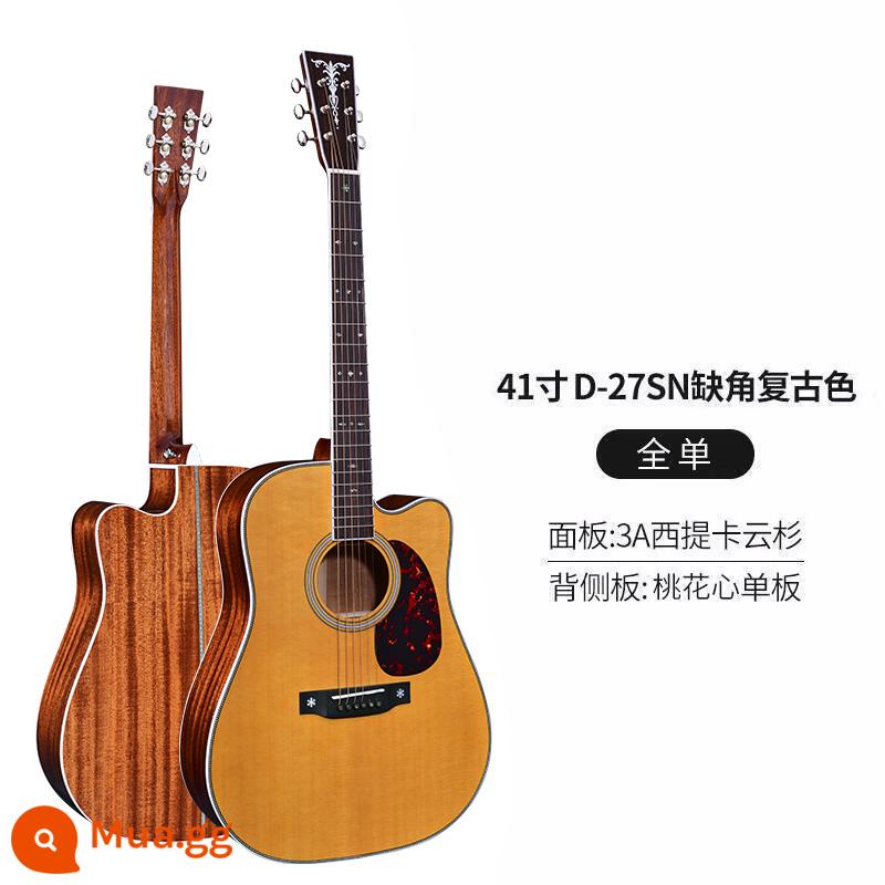 Chuyên nghiệp hơn cao cấp Watson thủ công full veneer đàn guitar veneer dân gian hộp điện đàn guitar acoustic 41 inch 40 inch fingerstyle - 41 inch D-27SN góc notch màu cổ điển