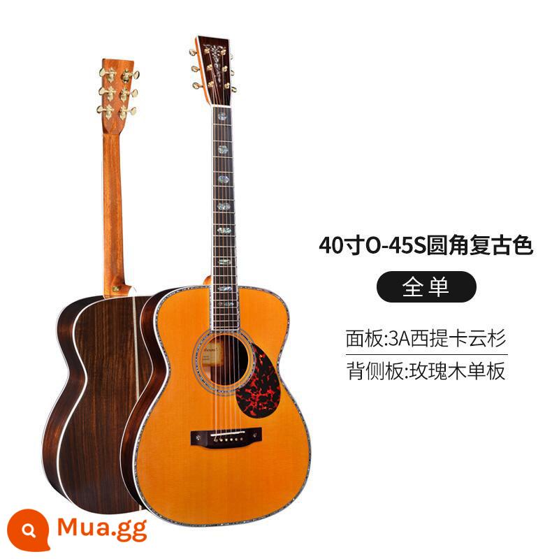 Chuyên nghiệp hơn cao cấp Watson thủ công full veneer đàn guitar veneer dân gian hộp điện đàn guitar acoustic 41 inch 40 inch fingerstyle - 40 inch O-45S bo tròn góc màu retro