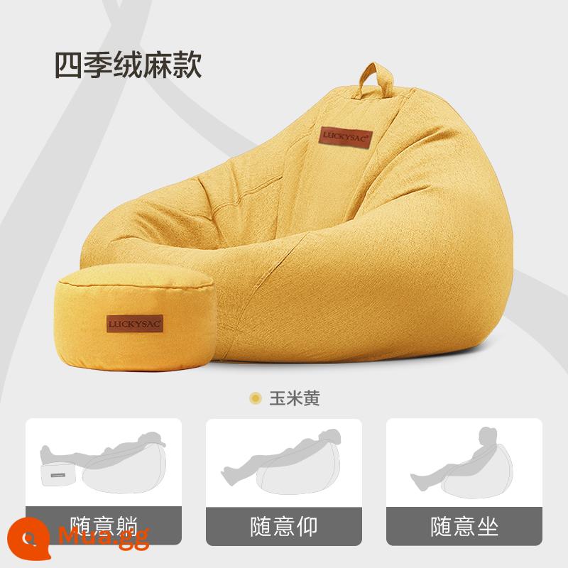 luckysac sofa lười túi đậu trải chiếu tatami đơn căn hộ nhỏ lưới màu đỏ phong cách sáng tạo ban công giải trí ghế lười - Bắp vàng + bệ kê chân