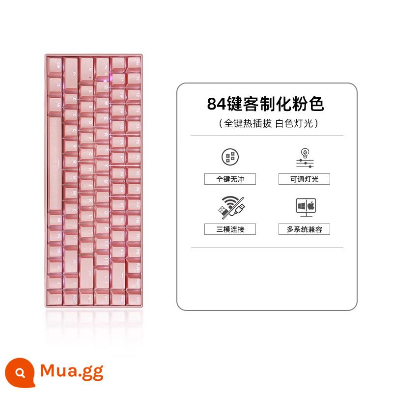 61 KEY KEY CƠ KHÍ Bàn phím không dây Bluetooth ba mã màu xanh lá cây màu đen Trà Trà Trà máy tính bảng Mini 68 Bàn phím - 84 phím - hồng - kết nối 3 chế độ - hot swap toàn phím - ánh sáng trắng