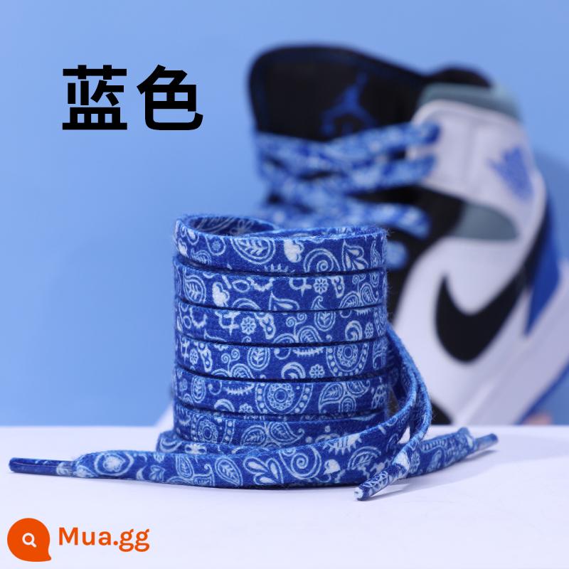 Dây giày voi hoang dã phù hợp với Nike nike nam hoa điều phẳng aj1 Lực lượng không quân số 1 giày vải gradient nữ dây thập niên 1970 - Dây giày hoa điều xanh-1 đôi/2 cái