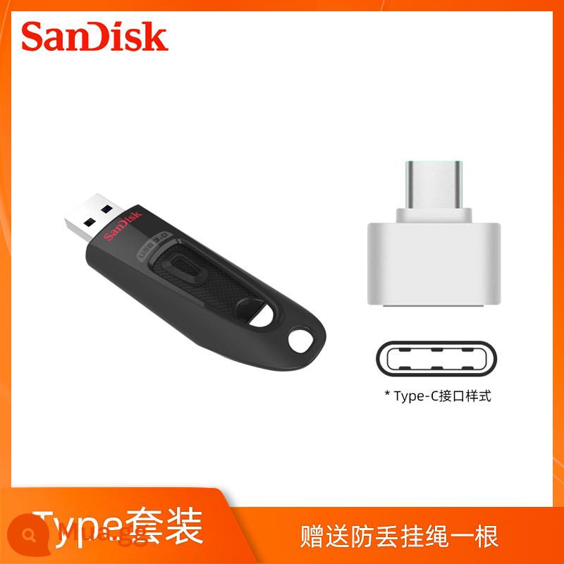 ổ đĩa flash sandiskSanDisk 32g mã hóa cz48 tốc độ cao USB mã hóa sinh viên chính hãng ổ đĩa flash di động có thể thu vào dành cho doanh nghiệp - Bộ ổ flash USB 32g Type-c có dây buộc miễn phí