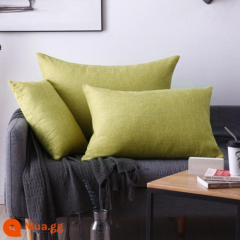 Vải lanh gối đầu giường sofa phòng khách hình chữ nhật gối đệm eo gối lớn gối tựa lưng không có lõi - Matcha Green