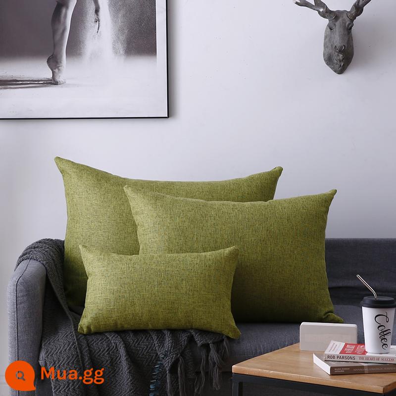 Vải lanh gối đầu giường sofa phòng khách hình chữ nhật gối đệm eo gối lớn gối tựa lưng không có lõi - màu xanh ô liu