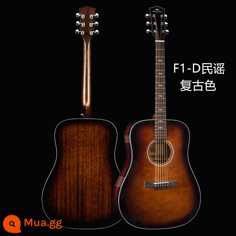 Kepma F1 đĩa đơn đàn guitar dân gian 41 \ 40 inch Fingerstyle hộp điện tròn đàn guitar acoustic chuyên nghiệp - Màu cổ điển F1-D